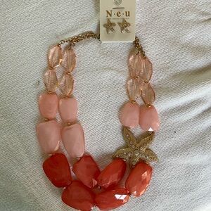 Beaded necklace, with starfish . Includes starfish earrings